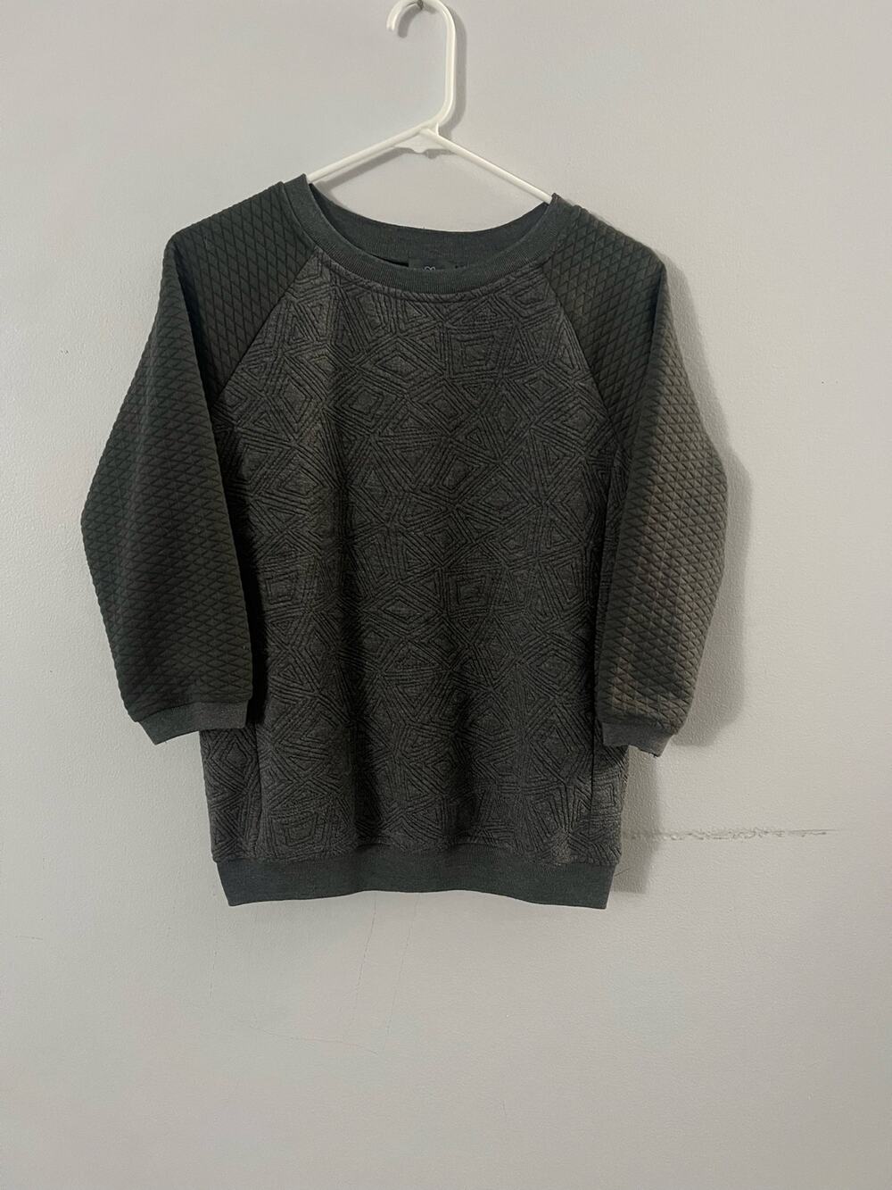 Market & Spruce Sweater Women’s XS Gray Torrence Textured Knit Crewneck Raglan